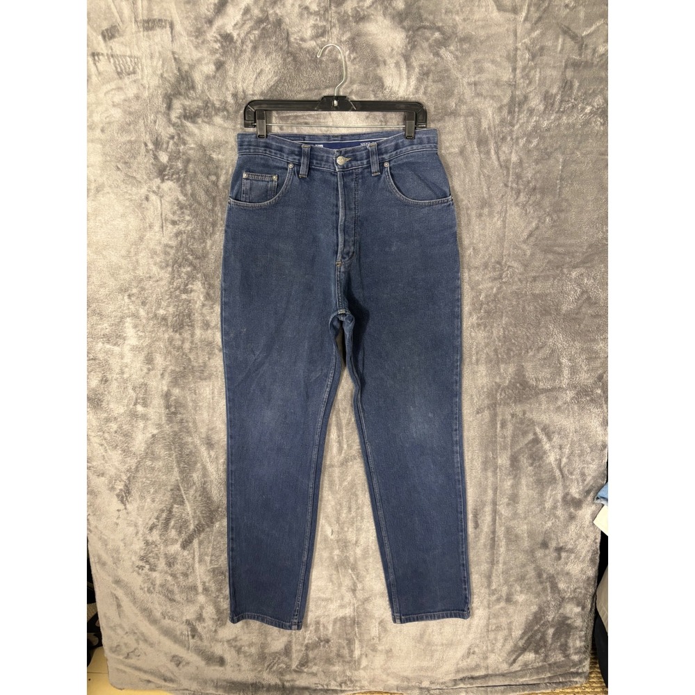 Vintage Next Jeans Blue Ribbed Texture High Waisted Straight Leg Pants 29x31